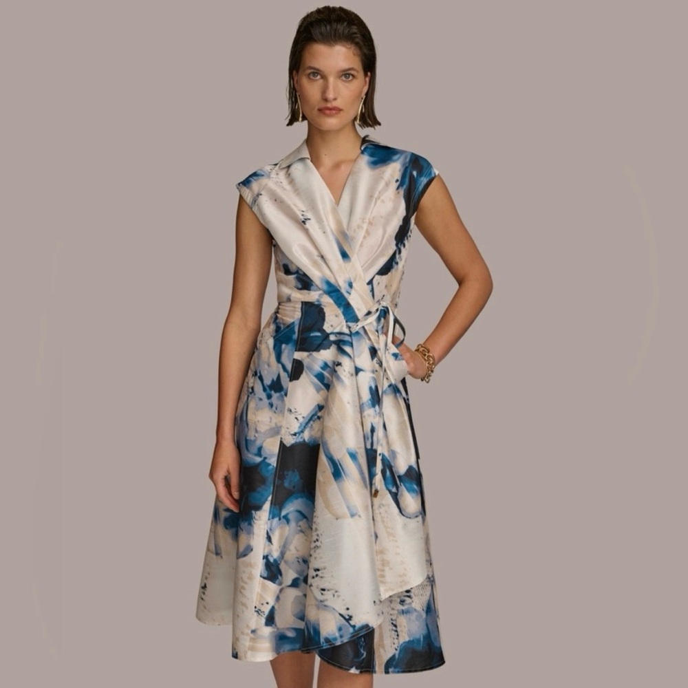 Donna Karan elegant midi wrap dress
